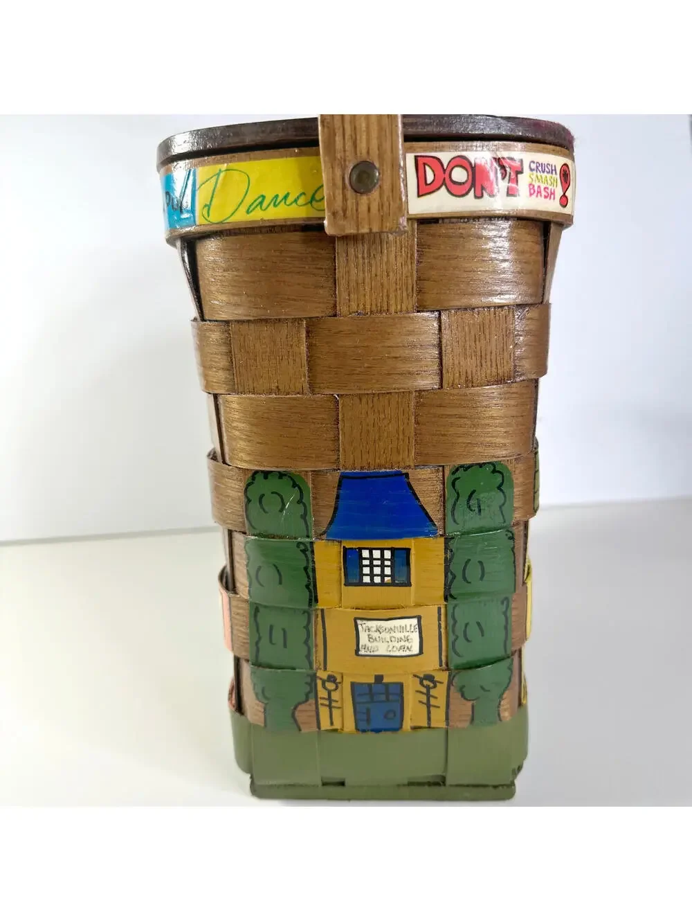 Woven Basket by Caro-Nan Handpainted Vintage East Texas